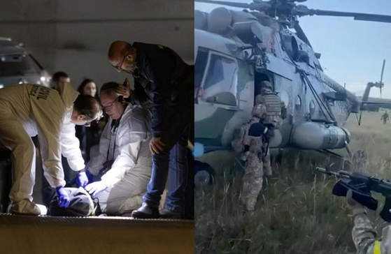 2월 13일 스페인에서 암살된 막심 쿠즈니코프(왼쪽). 그는 지난해 8월 러시아 헬기를 타고 우크라이나로 망명했다(오른쪽) 〈사진 로이터통신〉