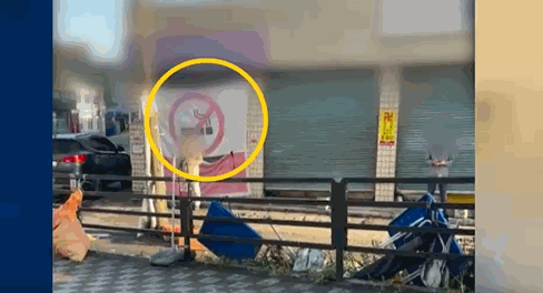 금연 현수막 바로 앞에서 흡연하는 사람들의 모습. 〈영상=JTBC '사건반장'〉