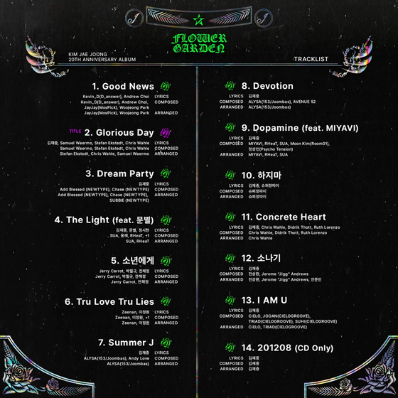 문별 피처링까지…김재중, '플라워 가든' 트랙리스트 공개