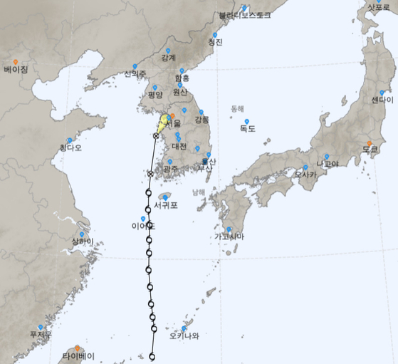 제9호 태풍 '종다리' 이동 경로. 〈자료=기상청 제공〉