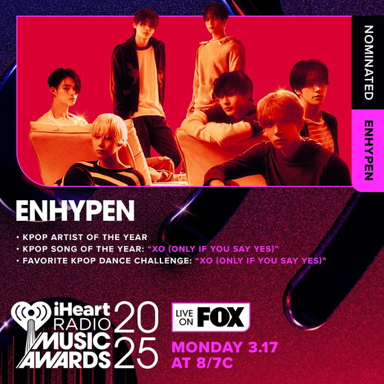 ENHYPEN has been nominated in 3 categories for the 'iHeartRadio Music Awards'!!